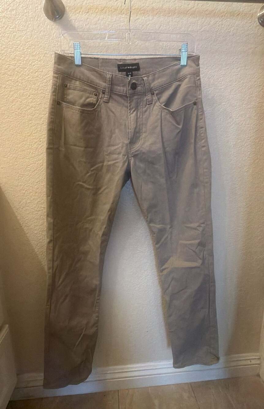 Lucky Brand Men's Khaki Pants Size 30x30 Dark Khaki Twill Straight Leg